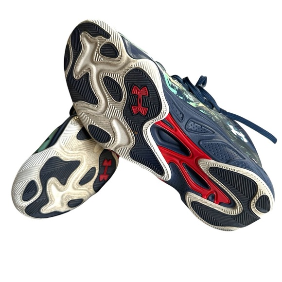Under Armour Kid’s 7 Micro G Pro Basketball Shoes Dark Blue/Turquoise/Red - Picture 3 of 9